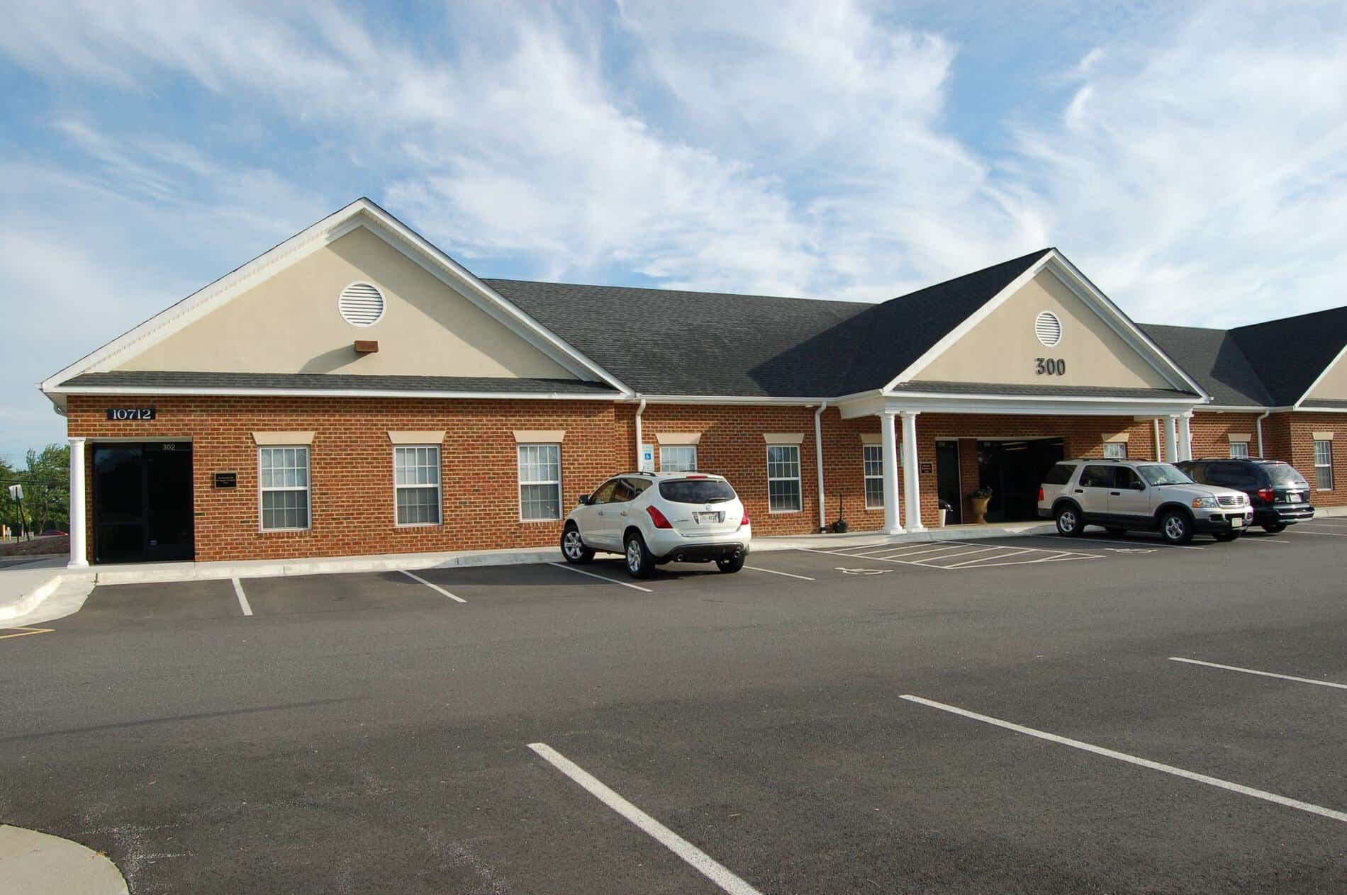 Church building project property showing the building frontage and parking area